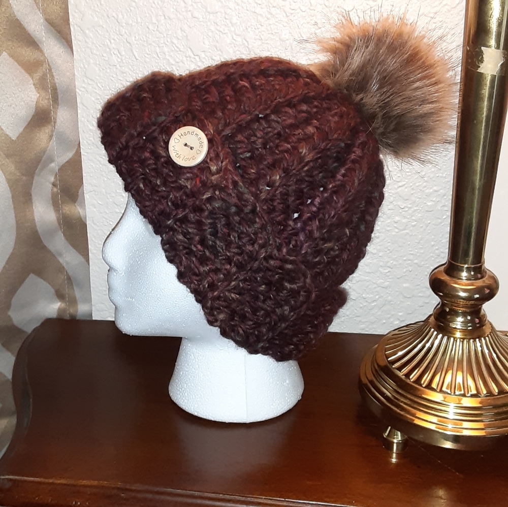 Crochet Chunky Beanie w Pompom